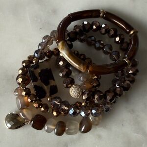 Keep it Gypsy Brown Beaded Bracelet Stack New